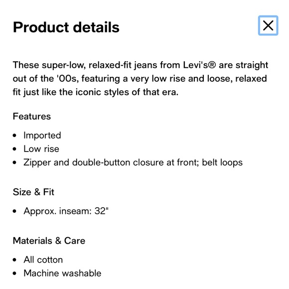 Levi's Women's super low double button relaxed, fit denim - Picture 7 of 7